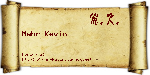 Mahr Kevin névjegykártya